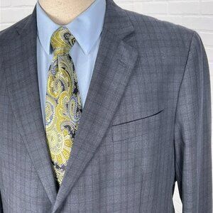 Stafford Blazer Men 44R Gray Black Plaid Travel Classic Fit Wool‎ Blend Jacket